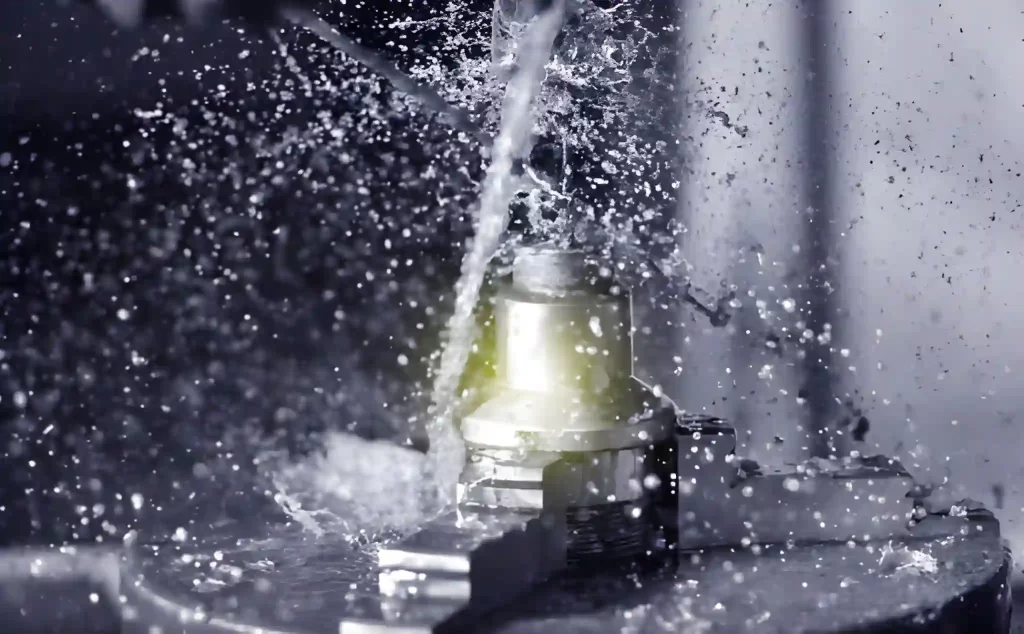 An image showing a CNC milling machine using a water-based coolant.