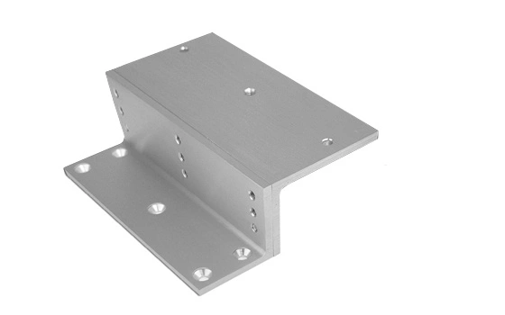 An image of Z shaped bracket with different sized of drilled holes