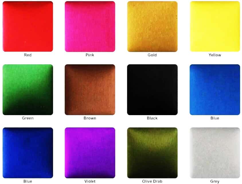 anodized aluminum color chart