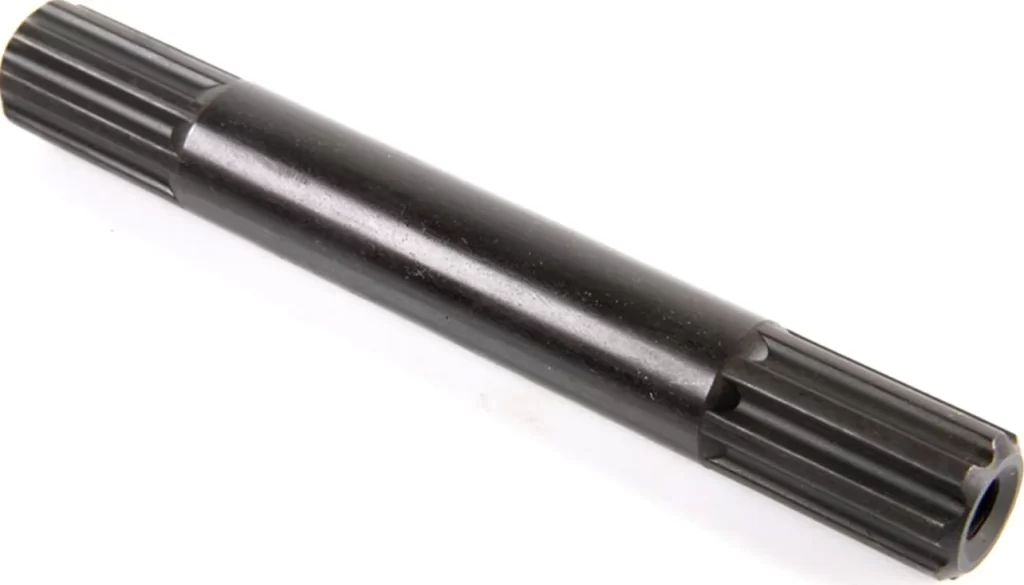 Image of a spline shaft with splines on both ends used for bicycle axle