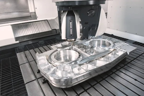 CNC milling machine machining 7075 aluminum aerospace component with precision
