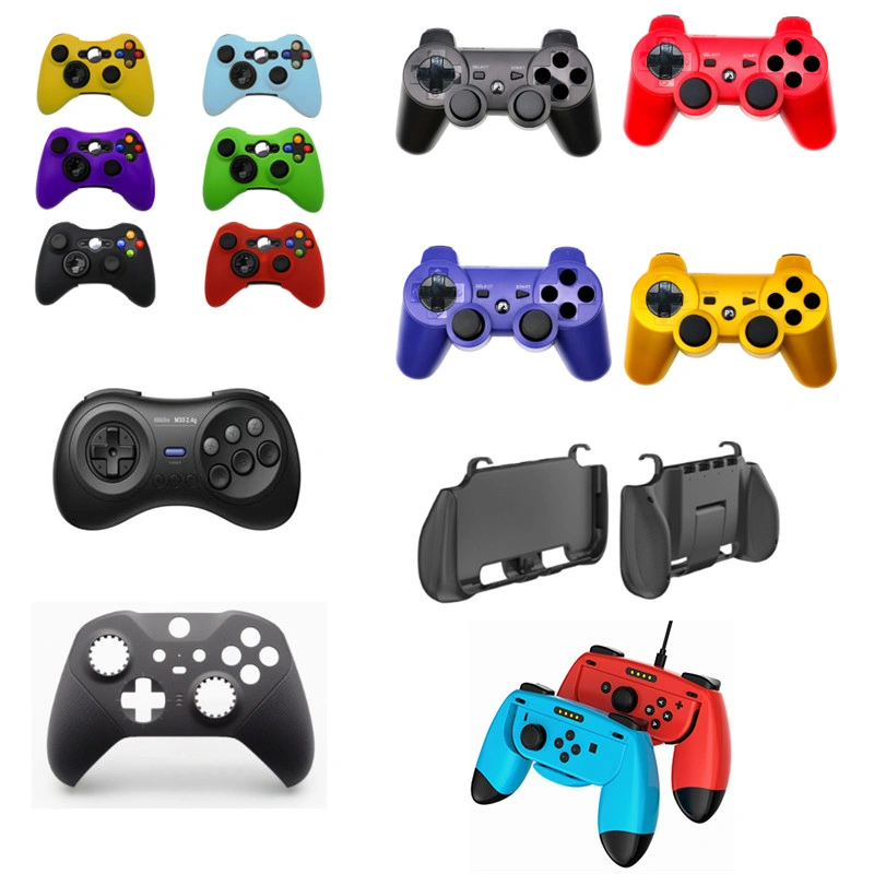 An image showing different types of game controllers with color