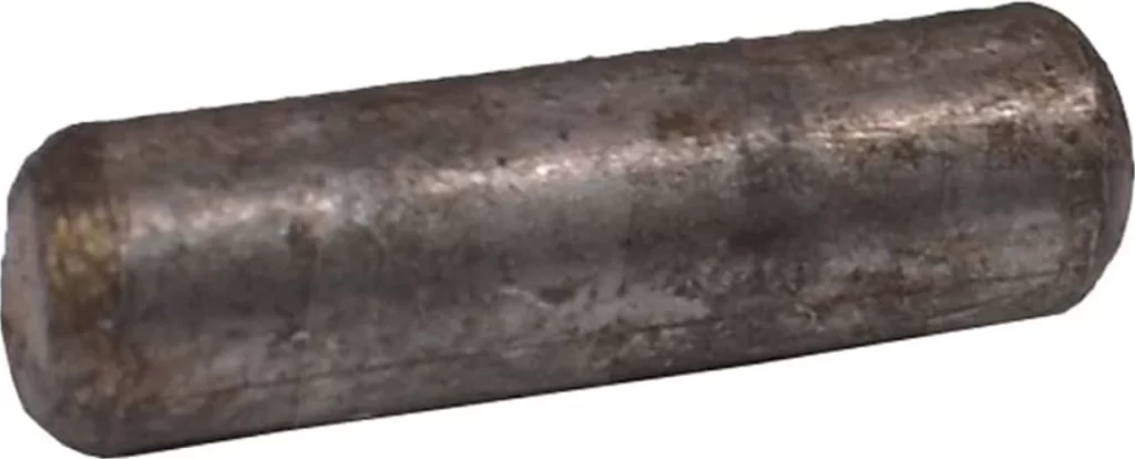 A thick, solid cylindrical metal pin with a rugged, industrial finish, built for high-load applications