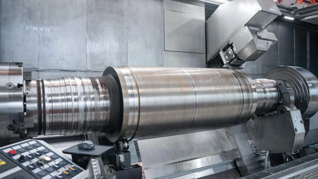 An image showing a close-up view of a heavy machining process