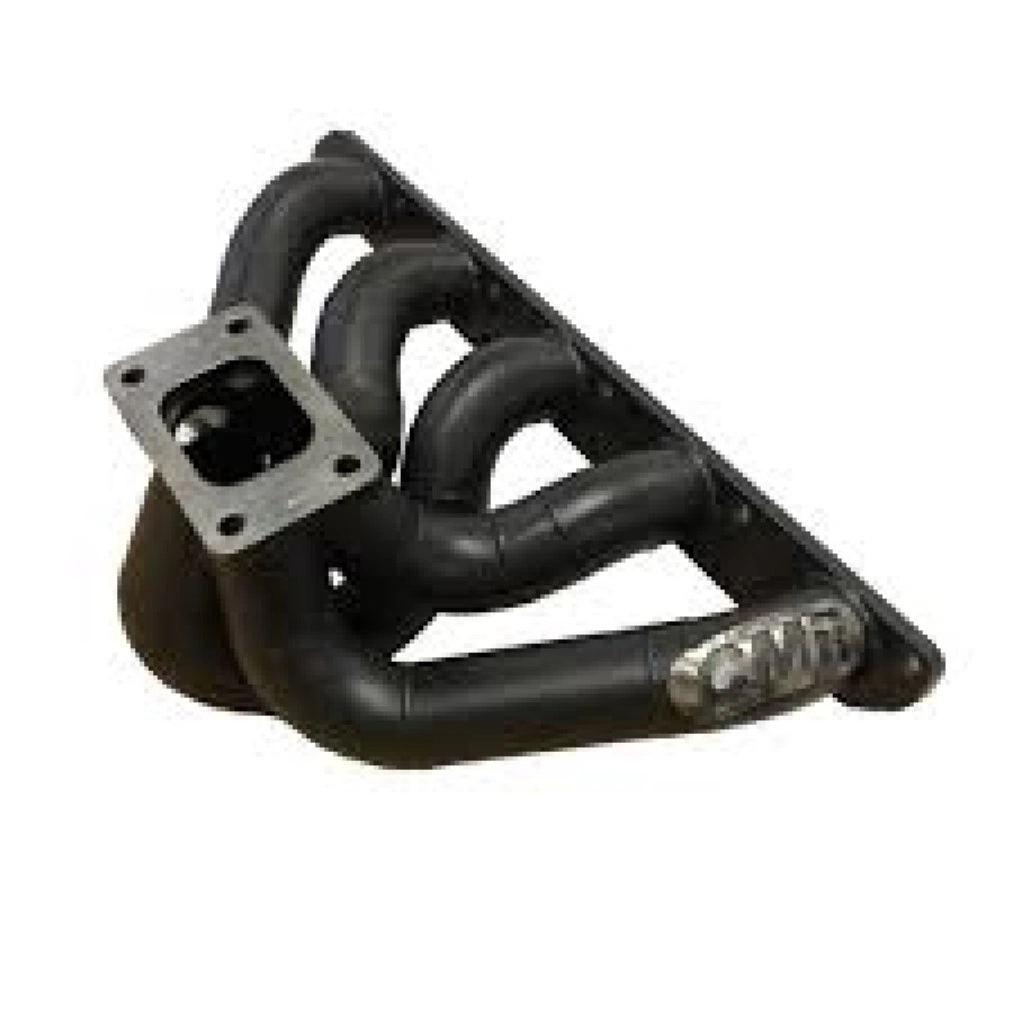 An image of a black mild steel exhaust manifold