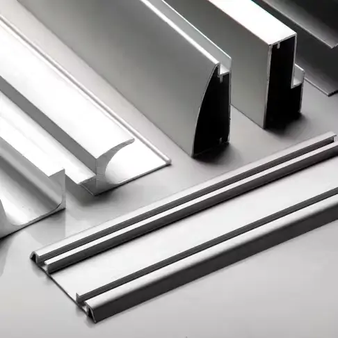 Close-up view of aluminum alloy profiles used in lightweight construction