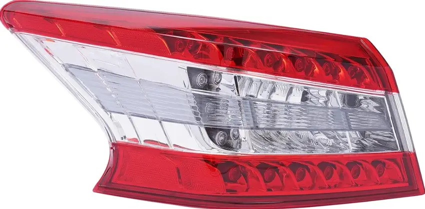 Polypropylene tail light assembly with red and clear sections