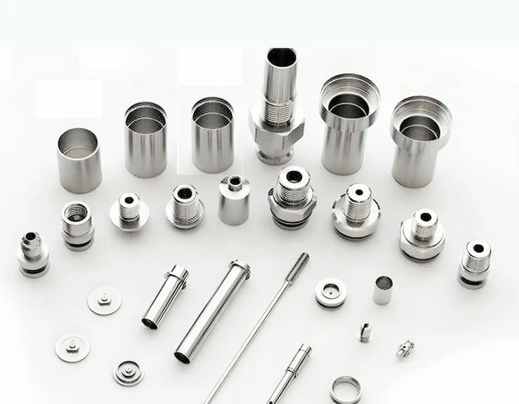 Different small items made with Swiss CNC turning