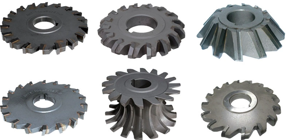 An image of different shapes of side milling tools on a white background