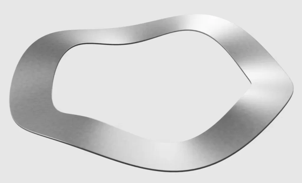 Image of a wave spring washer, recognizable from its wavy or corrugated shape