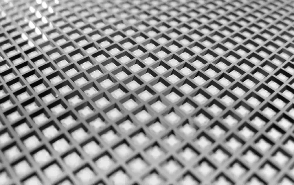 Square patterns formed on a panel through wet etching